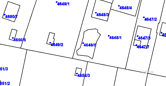 Parcela st. 4648/5 v KÚ Znojmo-město, Katastrální mapa