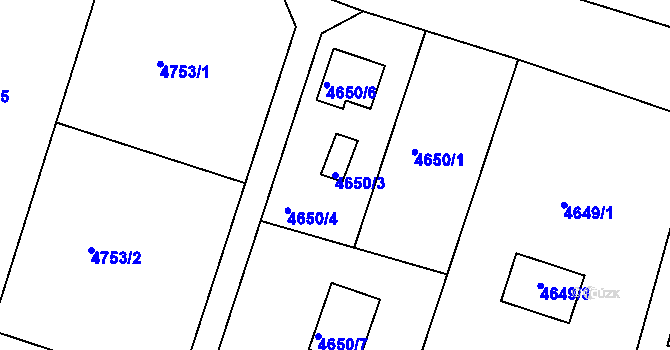 Parcela st. 4650/3 v KÚ Znojmo-město, Katastrální mapa
