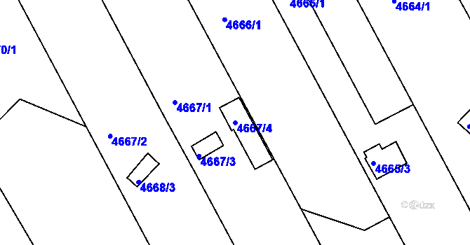 Parcela st. 4667/4 v KÚ Znojmo-město, Katastrální mapa