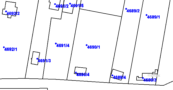 Parcela st. 4690/1 v KÚ Znojmo-město, Katastrální mapa