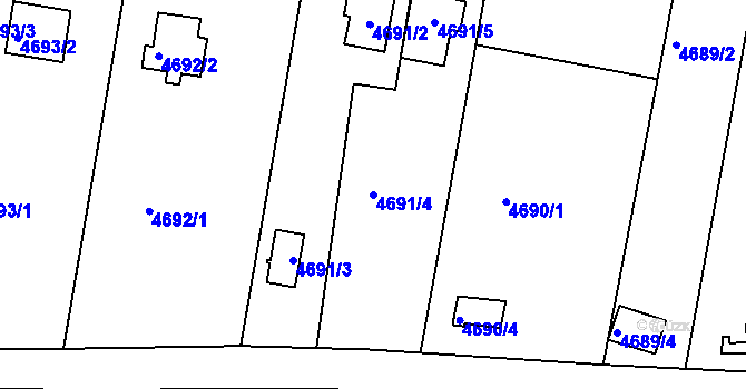 Parcela st. 4691/4 v KÚ Znojmo-město, Katastrální mapa