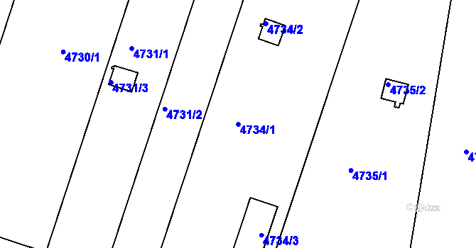 Parcela st. 4734/1 v KÚ Znojmo-město, Katastrální mapa
