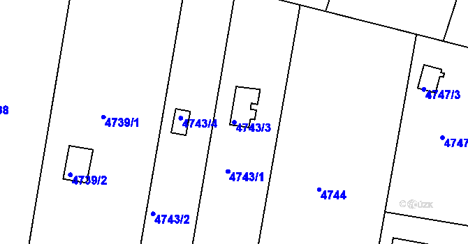 Parcela st. 4743/3 v KÚ Znojmo-město, Katastrální mapa