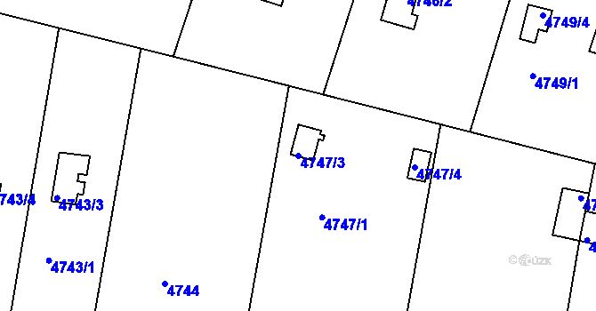 Parcela st. 4747/3 v KÚ Znojmo-město, Katastrální mapa