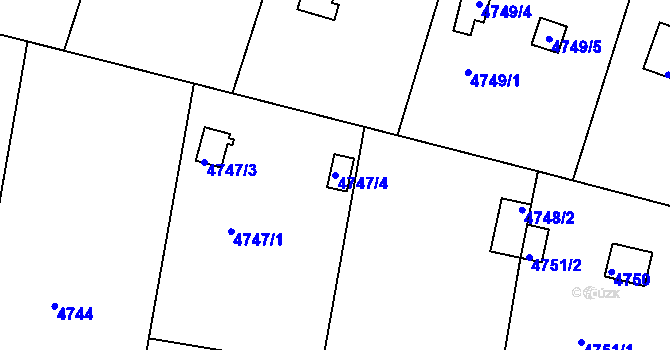 Parcela st. 4747/4 v KÚ Znojmo-město, Katastrální mapa