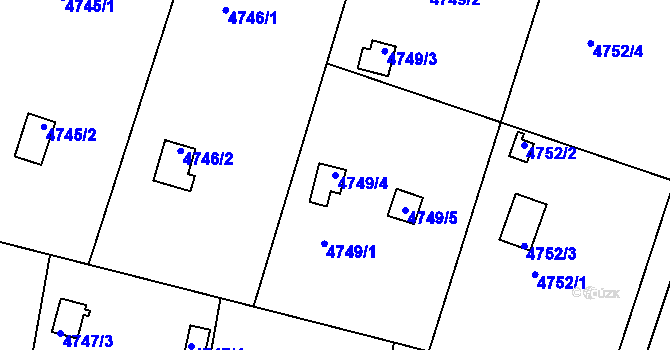 Parcela st. 4749/4 v KÚ Znojmo-město, Katastrální mapa