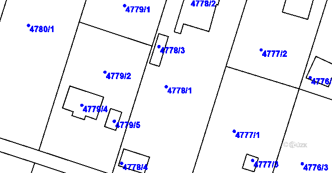 Parcela st. 4778/1 v KÚ Znojmo-město, Katastrální mapa