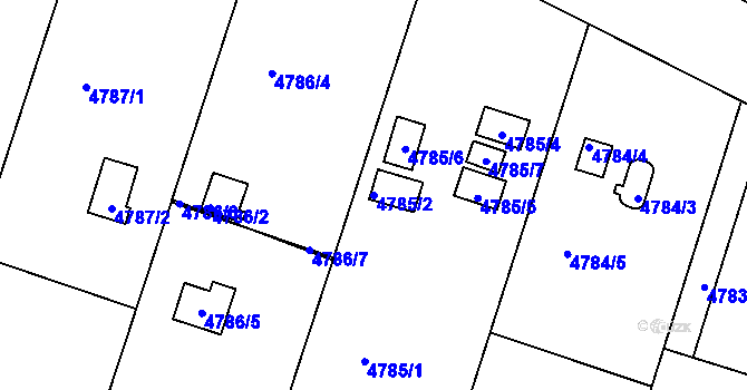 Parcela st. 4785/2 v KÚ Znojmo-město, Katastrální mapa