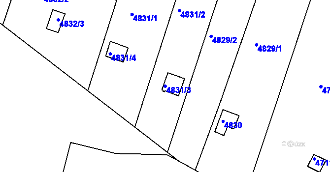Parcela st. 4831/3 v KÚ Znojmo-město, Katastrální mapa