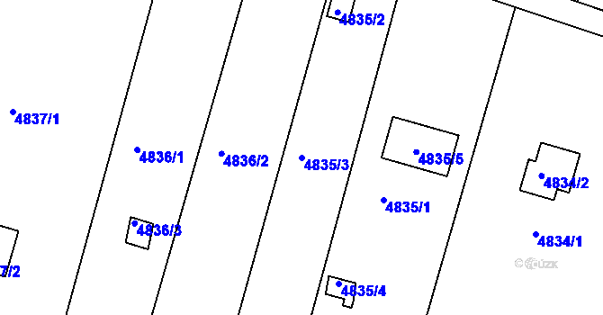 Parcela st. 4835/3 v KÚ Znojmo-město, Katastrální mapa