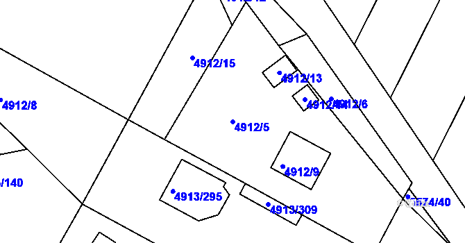 Parcela st. 4912/5 v KÚ Znojmo-město, Katastrální mapa