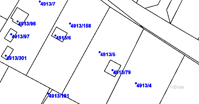 Parcela st. 4913/5 v KÚ Znojmo-město, Katastrální mapa