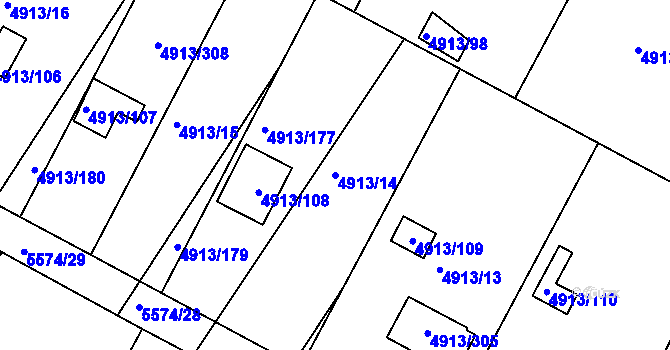 Parcela st. 4913/14 v KÚ Znojmo-město, Katastrální mapa