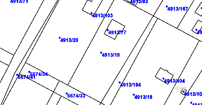 Parcela st. 4913/19 v KÚ Znojmo-město, Katastrální mapa