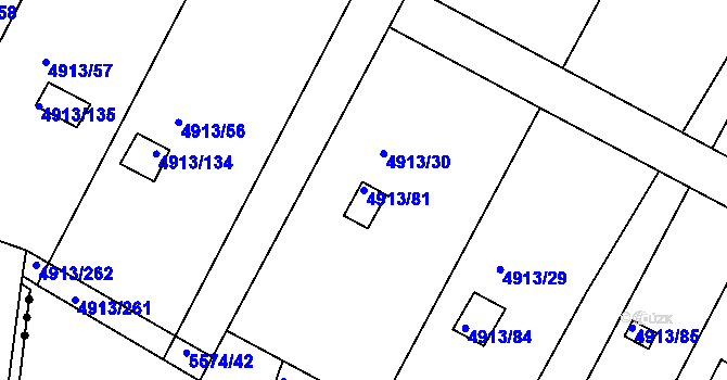 Parcela st. 4913/81 v KÚ Znojmo-město, Katastrální mapa