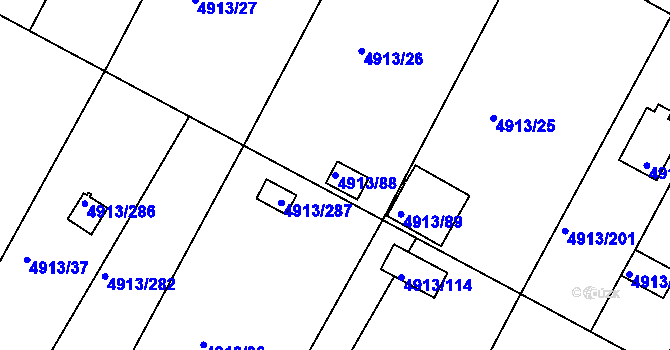 Parcela st. 4913/88 v KÚ Znojmo-město, Katastrální mapa