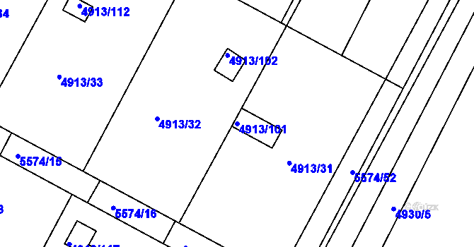 Parcela st. 4913/101 v KÚ Znojmo-město, Katastrální mapa