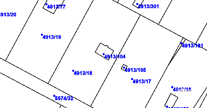 Parcela st. 4913/104 v KÚ Znojmo-město, Katastrální mapa