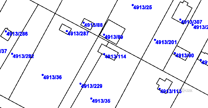Parcela st. 4913/114 v KÚ Znojmo-město, Katastrální mapa