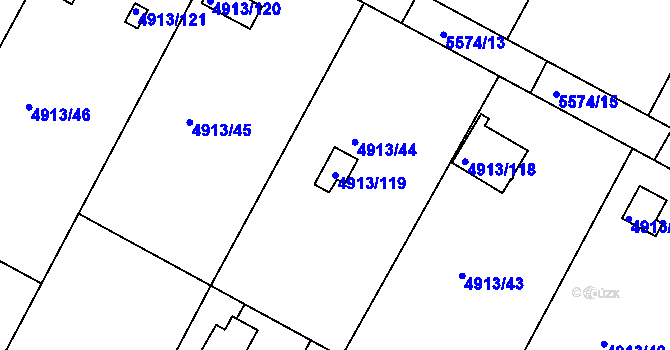Parcela st. 4913/119 v KÚ Znojmo-město, Katastrální mapa