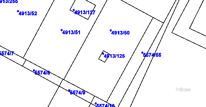 Parcela st. 4913/126 v KÚ Znojmo-město, Katastrální mapa