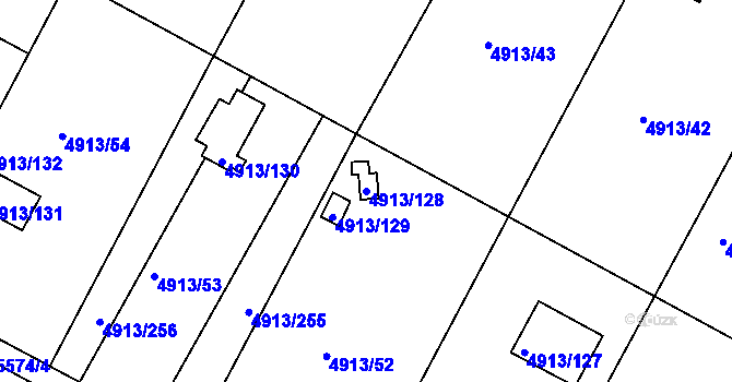 Parcela st. 4913/128 v KÚ Znojmo-město, Katastrální mapa