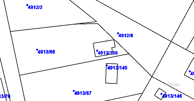 Parcela st. 4913/139 v KÚ Znojmo-město, Katastrální mapa