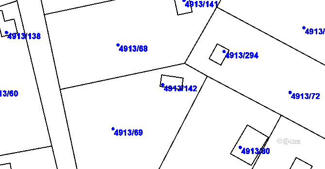Parcela st. 4913/142 v KÚ Znojmo-město, Katastrální mapa
