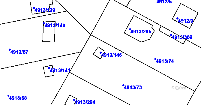 Parcela st. 4913/146 v KÚ Znojmo-město, Katastrální mapa
