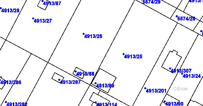 Parcela st. 4913/212 v KÚ Znojmo-město, Katastrální mapa