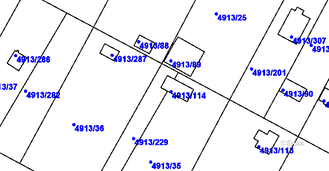 Parcela st. 4913/230 v KÚ Znojmo-město, Katastrální mapa