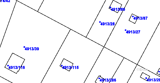 Parcela st. 4913/232 v KÚ Znojmo-město, Katastrální mapa