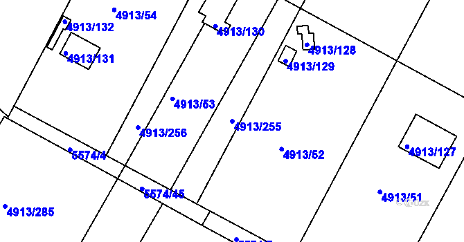 Parcela st. 4913/255 v KÚ Znojmo-město, Katastrální mapa