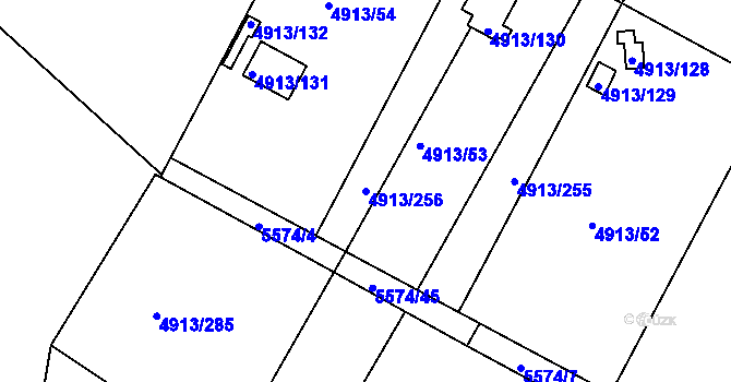 Parcela st. 4913/256 v KÚ Znojmo-město, Katastrální mapa