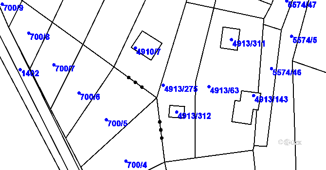 Parcela st. 4913/275 v KÚ Znojmo-město, Katastrální mapa
