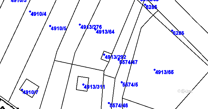 Parcela st. 4913/292 v KÚ Znojmo-město, Katastrální mapa
