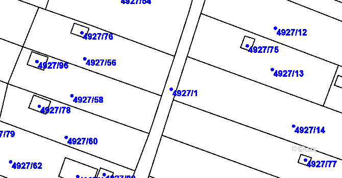 Parcela st. 4927/1 v KÚ Znojmo-město, Katastrální mapa
