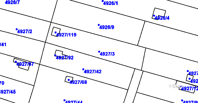 Parcela st. 4927/3 v KÚ Znojmo-město, Katastrální mapa
