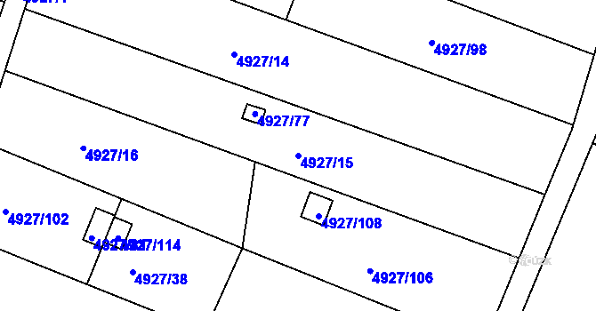 Parcela st. 4927/15 v KÚ Znojmo-město, Katastrální mapa