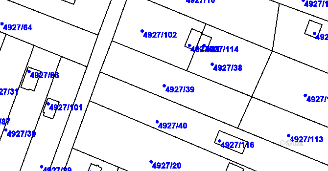 Parcela st. 4927/39 v KÚ Znojmo-město, Katastrální mapa