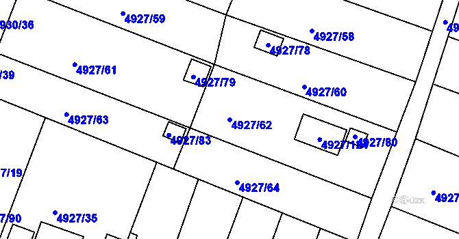 Parcela st. 4927/62 v KÚ Znojmo-město, Katastrální mapa