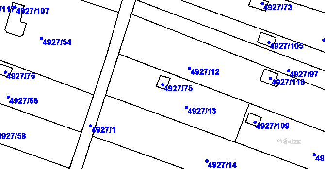 Parcela st. 4927/75 v KÚ Znojmo-město, Katastrální mapa