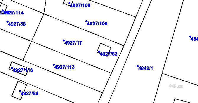 Parcela st. 4927/82 v KÚ Znojmo-město, Katastrální mapa