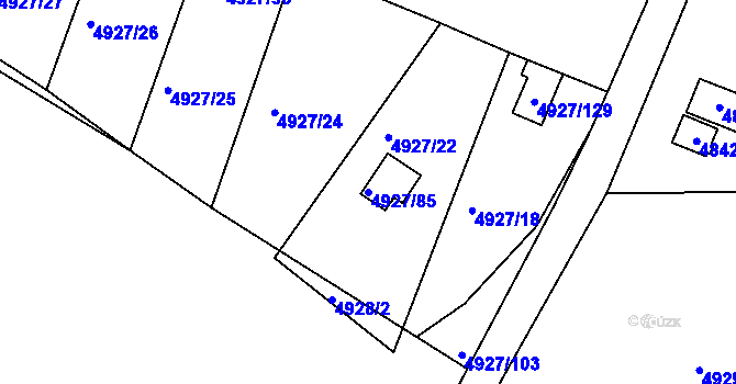 Parcela st. 4927/85 v KÚ Znojmo-město, Katastrální mapa
