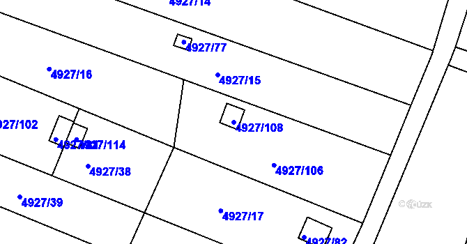 Parcela st. 4927/108 v KÚ Znojmo-město, Katastrální mapa