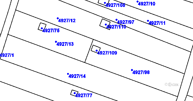 Parcela st. 4927/109 v KÚ Znojmo-město, Katastrální mapa