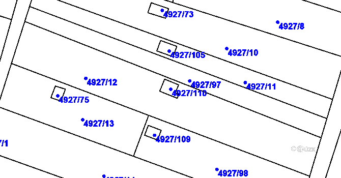 Parcela st. 4927/110 v KÚ Znojmo-město, Katastrální mapa