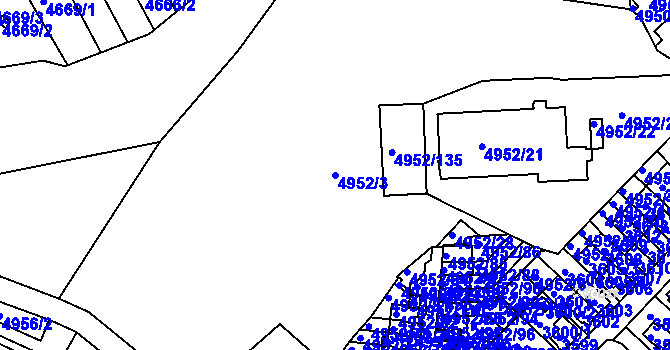Parcela st. 4952/3 v KÚ Znojmo-město, Katastrální mapa