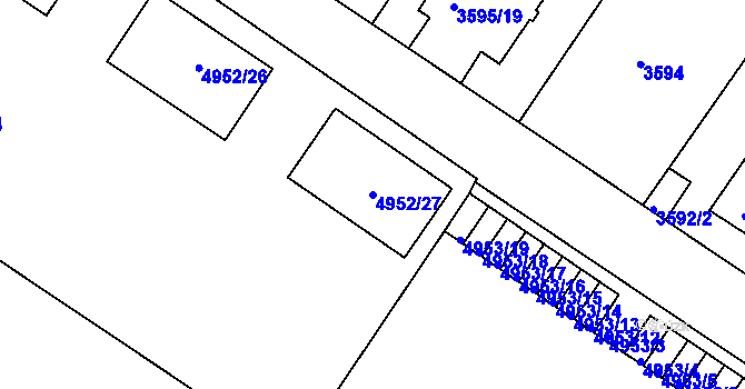 Parcela st. 4952/27 v KÚ Znojmo-město, Katastrální mapa