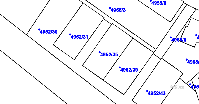 Parcela st. 4952/35 v KÚ Znojmo-město, Katastrální mapa